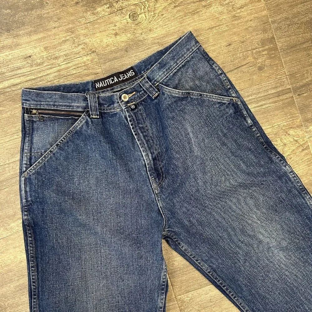 Vintage Nautica Jeans Men Size 34x32 Blue Baggy 90s Y2K Hip‎ Hop Skate